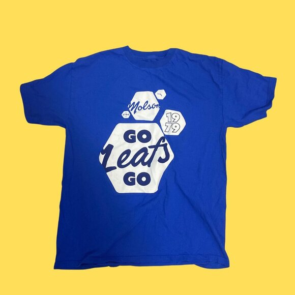 Vintage Molson x Maple Leafs "Go Leafs Go" Graphic Tee | 1979 (Unisex L/XL) - Picture 2 of 5